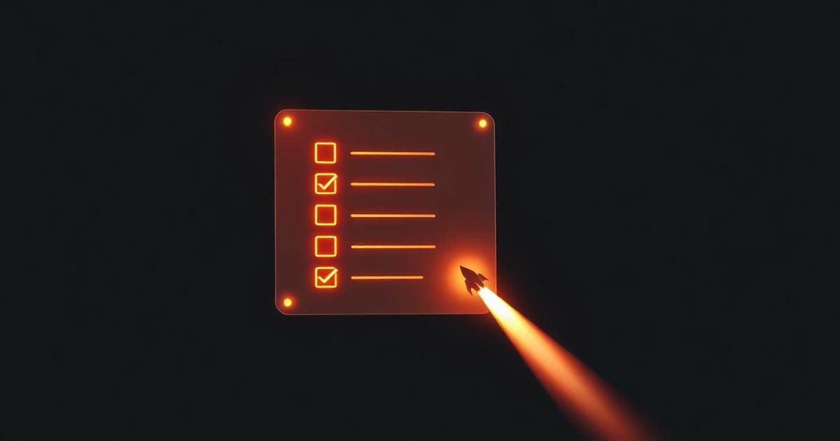 Render 3D de painel de verificação com marcações luminosas laranja sobre fundo escuro