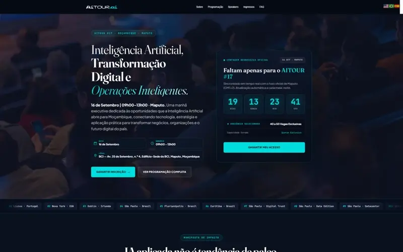 Prévia da página do projeto AiTour em Moçambique, cliente AiTour