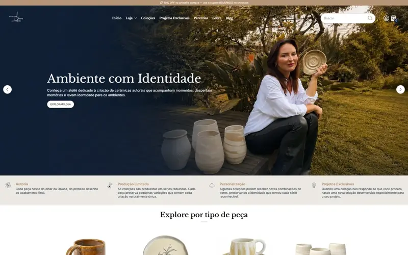 Prévia da página do projeto Daiana D'Arte — E-commerce, cliente Daiana D'Arte