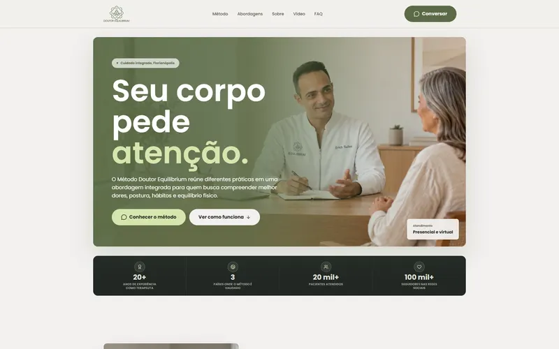 Prévia da página do projeto Doutor Equilibrium: Landing Page, cliente Doutor Equilibrium