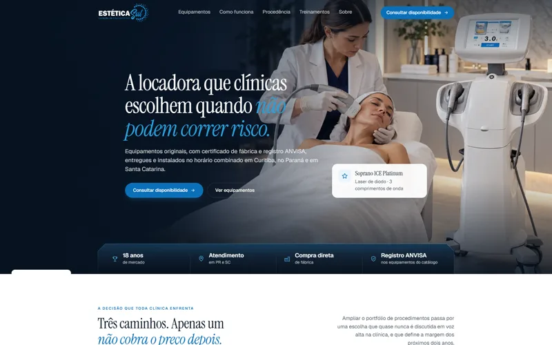 Prévia da página do projeto Estética Sul: Site Institucional, cliente Estética Sul
